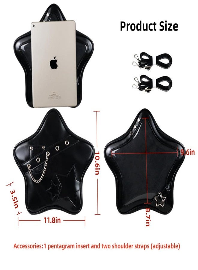 Vobomo Kawaii Ita Bag Backpack Star Pins Display Crossbody Bag with Insert Y2k Aesthetic Cute Handbag for Anime Comic Con (Black) - Image 5