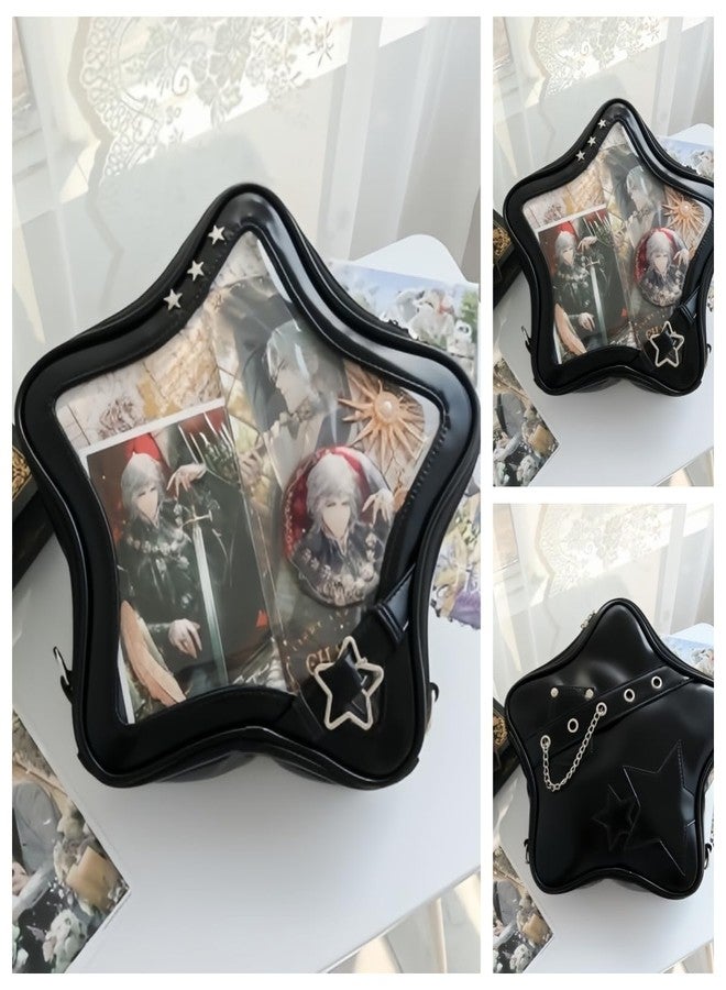 Vobomo Kawaii Ita Bag Backpack Star Pins Display Crossbody Bag with Insert Y2k Aesthetic Cute Handbag for Anime Comic Con (Black) - Image 3