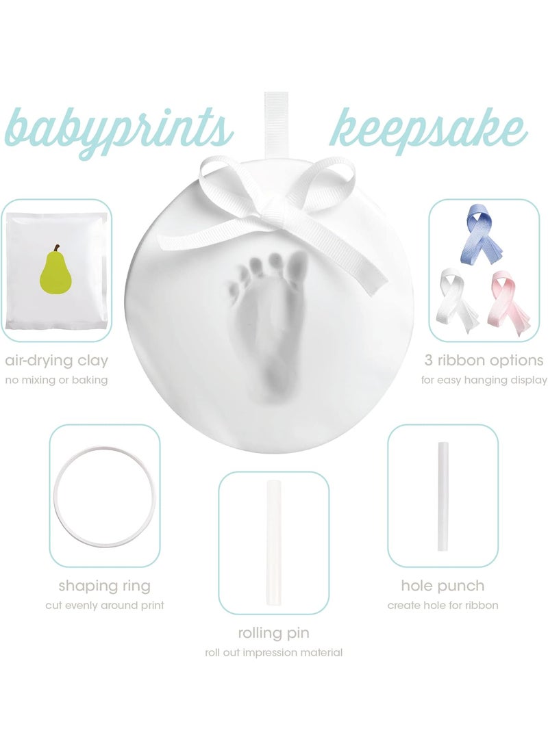 pearhead Pearhead Baby Handprint or Footprint Kit My First Christmas Ornament DIY Clay Keepsake Kit Gift For New And Expecting Parents 3 Multicolored Ribbons For Baby Girl or Baby Boy  - Image 4