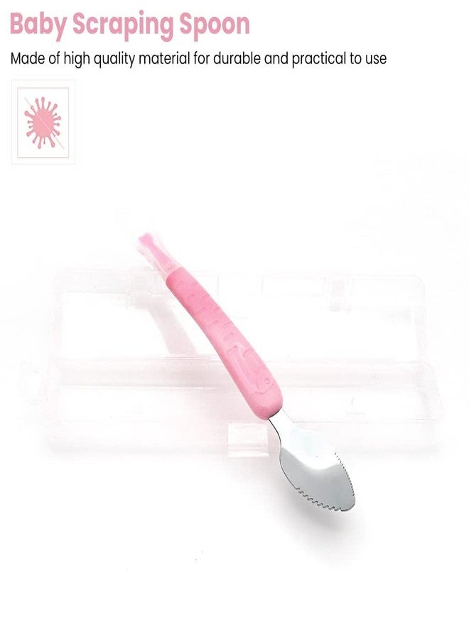 Cuteably Double Head Baby Spoon, Silicone Soft Fruit Scraping Mud Spoon, Feeding Spoons, 15 cm (Pink) - Image 3