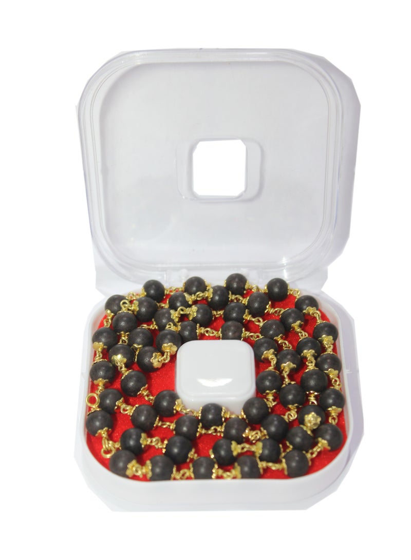 Natural Original Karungali Maalai 54 Beads with Double Side Coated Gold Cap  - Image 1