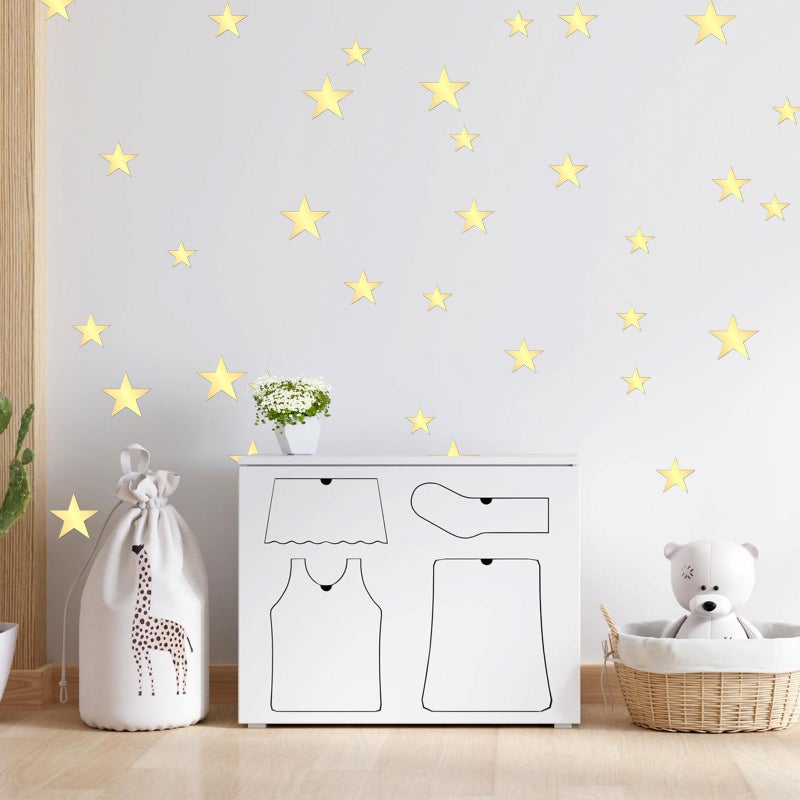 Larrel 40 Pcs Star Wall Decals, Self Adhesive Gold Star Stickers with 3 Different Size Removable Peel and Stick Acrylic Mirror Wall Stickers for Bedroom, Living Room, DIY Decoration - Image 3