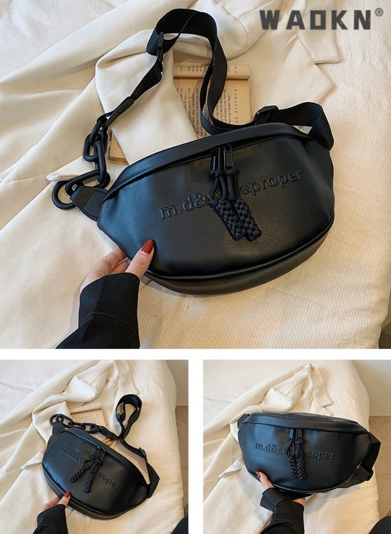 WAOKN Women Shoulder Bag Elegant Fashion Crossbody Bag, Women's Trendy Versatile Crossbody Bag Sling Bag Side Bag, PU Leather Chest Bag Belt Bag Gift Bag for College Students and Teenagers - Image 4