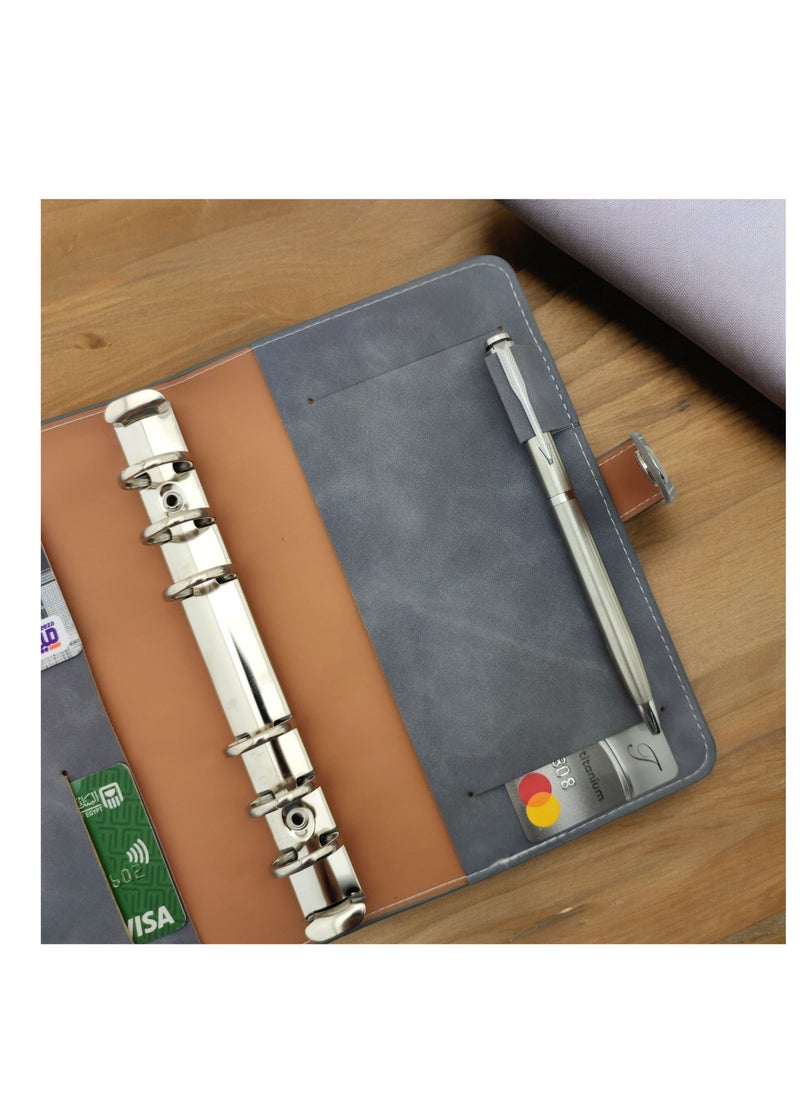 Generic Leather Money and Card Binder Wallet with Large Snap Closure (Gray)  - Image 3