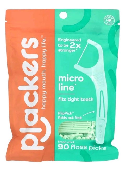Plackers Micro Mint Freshens Breath, Mint, 90 Count