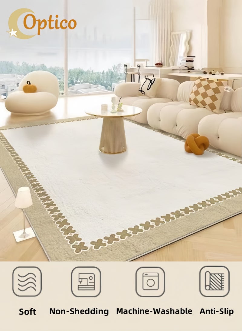 Optico Area Rug, 160 x 230cm Large Mat Carpet Floor Mat Runner Rug Faux Wool Carpet Non-Slip Non-Shedding for Living Room, Entryway, Dining Room, Indoor, Kids Playroom - Image 1