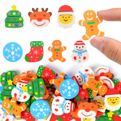 Wolpark 42 pcs Christmas Erasers for Kids Bulk Large Cute Snowflake Christmas Tree Pencils Erasers Novelty Desk Pets for Xmas Classroom Rewards Winter Kids Prizes Party Favors Goodie Bag Stuffers - Image 1