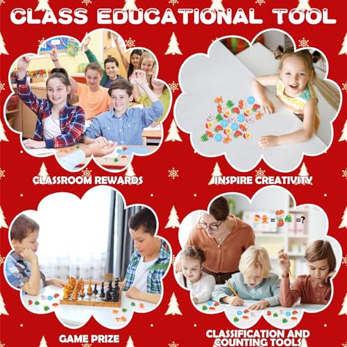 Wolpark 42 pcs Christmas Erasers for Kids Bulk Large Cute Snowflake Christmas Tree Pencils Erasers Novelty Desk Pets for Xmas Classroom Rewards Winter Kids Prizes Party Favors Goodie Bag Stuffers - Image 4
