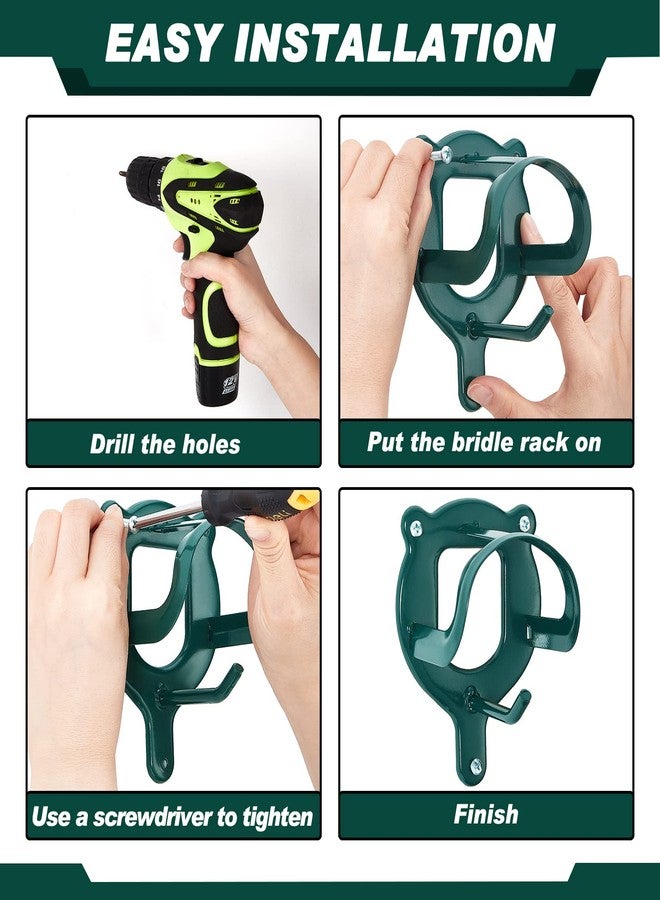 Dunzy 3 Counts Horse Bridle Rack Bracket Bridle Hooks Tack Storage Halter Hanger Metal Holder with Tubes and Screw for Horse Barn Supplies(Dark Green) - Image 4