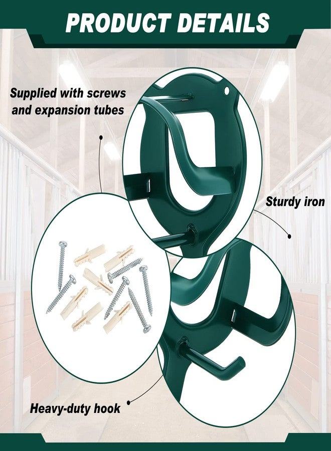 Dunzy 3 Counts Horse Bridle Rack Bracket Bridle Hooks Tack Storage Halter Hanger Metal Holder with Tubes and Screw for Horse Barn Supplies(Dark Green) - Image 3