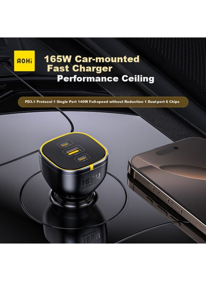 Aohi Car Charger, 165w ette Lighter Fast Charging Adapter, Vehicle Power Converter - Image 1