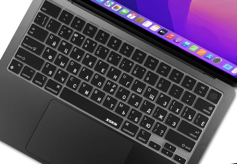 XSKN Russian Language Design Silicone Keyboard Cover Skin for Apple M2 Chip MacBook Air 13.6 inch with Touch ID (Model A2681) US Version - Image 2