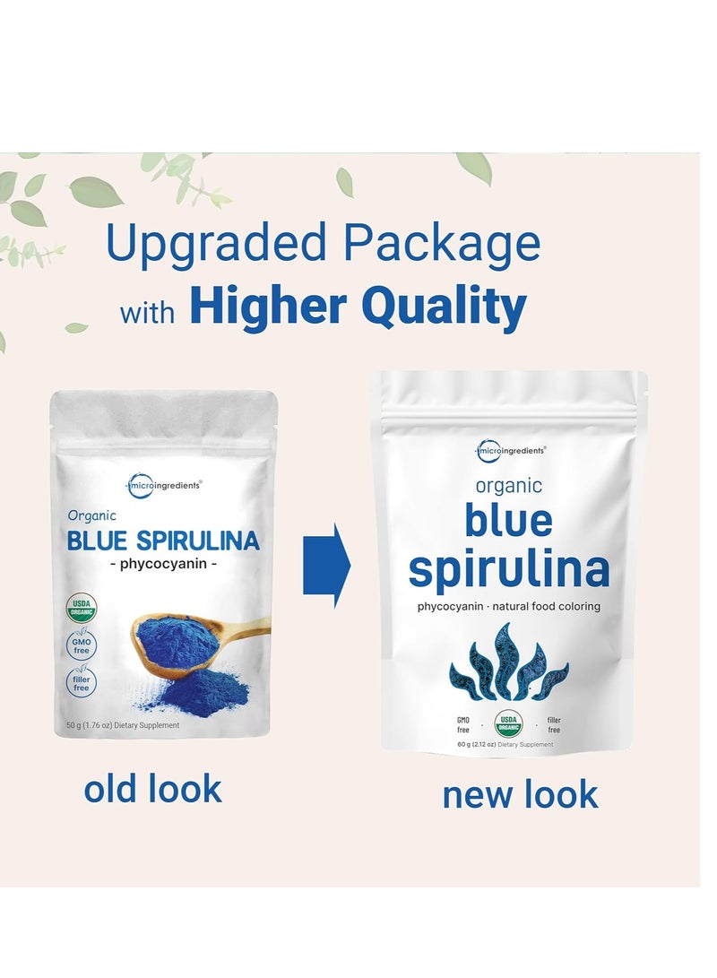 مايكرو إنجريدينتس مسحوق سبيرولينا الأزرق العضوي بروتين نباتي 60 جرام - Image 2