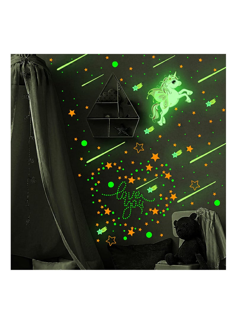 SYOSI 640 Pcs Glowing Unicorn Stickers for Ceiling, Glow in The Dark Stars Decor Stickers, Colorful Wall Decals Decor for Kids Girls Boys Bedroom, Birthday Gift for Kids - Image 2