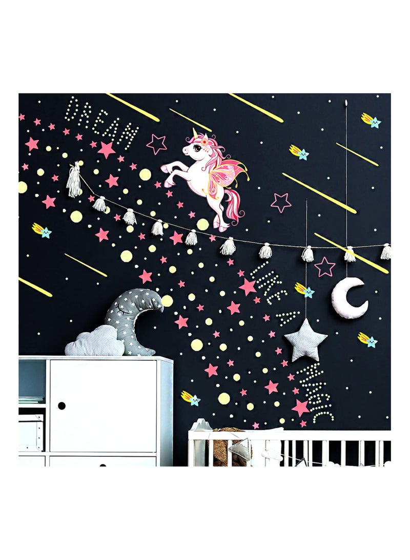 SYOSI 640 Pcs Glowing Unicorn Stickers for Ceiling, Glow in The Dark Stars Decor Stickers, Colorful Wall Decals Decor for Kids Girls Boys Bedroom, Birthday Gift for Kids - Image 3