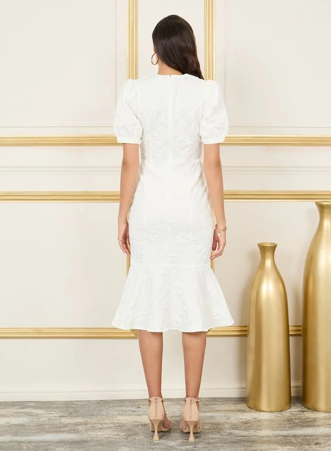 Styli Textured Trumpet Dress