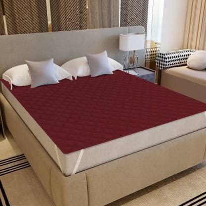 Rajasthan Crafts Premium Hotel Quality Queen Size 100% Waterproof Mattress Protector Smooth Fabric Fits Up 8-12 Inch Mattress Breathable Noiseless Cover and Washable (Maroon, 60x72 Inch) - Image 1