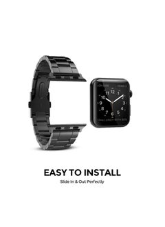 O Ozone Metal Straps For Apple Watch Series 10 9 8 7 6 5 4 SE, 38/40/41/42mm Solid Stainless Steel Smartwatch Wristband Strap- Black  - Image 2