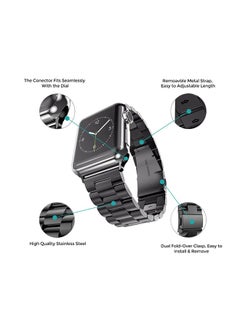 O Ozone Metal Straps For Apple Watch Series 10 9 8 7 6 5 4 SE, 38/40/41/42mm Solid Stainless Steel Smartwatch Wristband Strap- Black  - Image 4