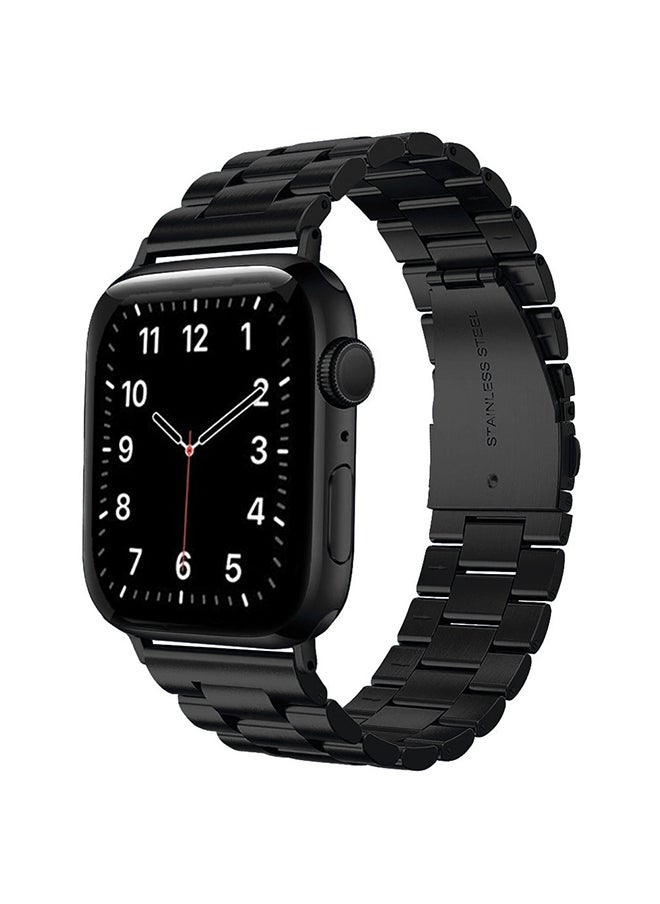O Ozone - Metal Straps For Apple Watch Series 10 9 8 7 6 5 4 SE, 38/40/41/42mm Solid Stainless Steel Smartwatch Wristband Strap- Black - Image 1