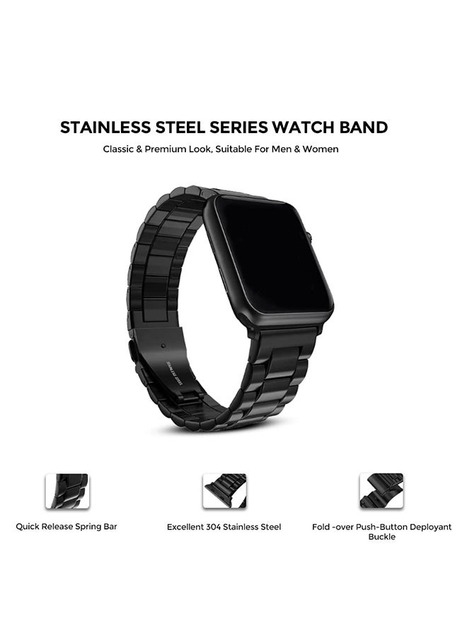 O Ozone - Metal Straps For Apple Watch Series 10 9 8 7 6 5 4 SE, 38/40/41/42mm Solid Stainless Steel Smartwatch Wristband Strap- Black - Image 1