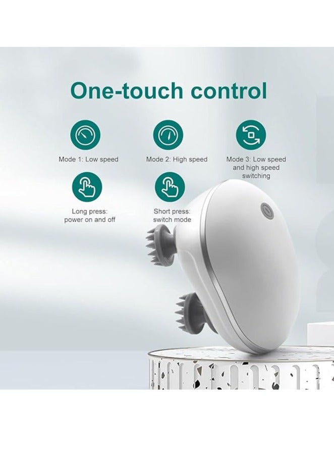 مدلك الرأس، مدلك رأس كهربائي لاسلكي للرأس، مدلك رأس محمول وقابل للشحن، مقاوم للماء، مع 4 رؤوس تدليك للعجن للاسترخاء، تدليك الحيوانات الأليفة - Image 2