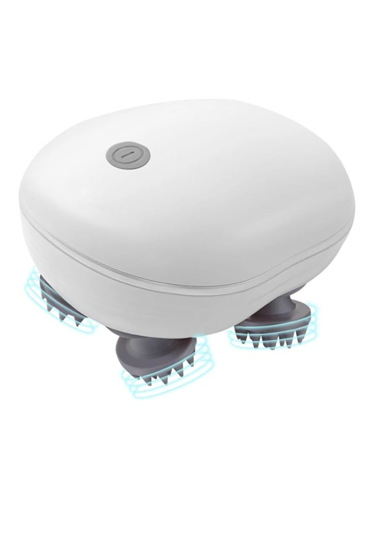 مدلك الرأس، مدلك رأس كهربائي لاسلكي للرأس، مدلك رأس محمول وقابل للشحن، مقاوم للماء، مع 4 رؤوس تدليك للعجن للاسترخاء، تدليك الحيوانات الأليفة - Image 1