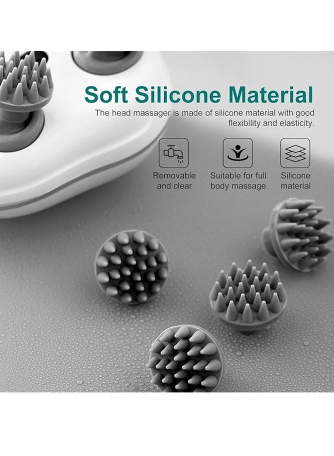 مدلك الرأس، مدلك رأس كهربائي لاسلكي للرأس، مدلك رأس محمول وقابل للشحن، مقاوم للماء، مع 4 رؤوس تدليك للعجن للاسترخاء، تدليك الحيوانات الأليفة - Image 3