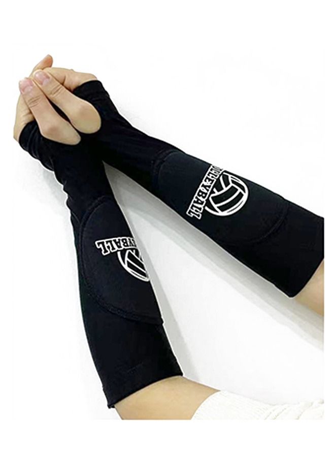 Generic 2 Pairs Volleyball Arm Sleeves Passing Hitting Forearm Sleeves with Protection Pads and Thumb Hole Padded Volleyball Sleeves Black - Image 5