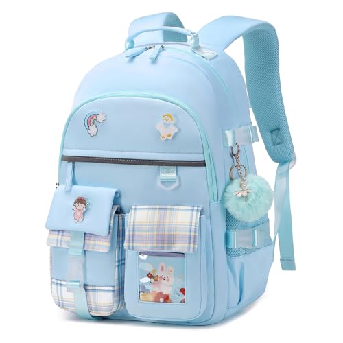 KIDNUO Backpack for Girls, 15.6 Inch Laptop School Bag Kids Kindergarten Elementary College Backpacks Large Bookbags for Teen Girl Women Students Casual Travel Daypacks (Blue) - Image 1