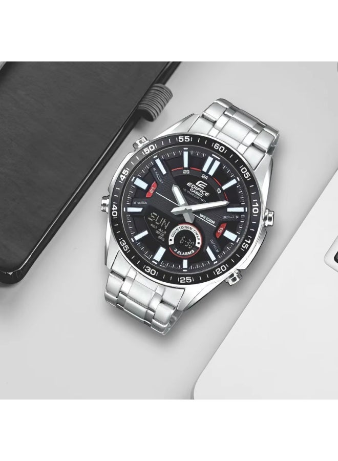 Casio Edifice EFV-C100D-1AVDF Men's Analog-Digital Watch, Black Dial, Stainless Steel Band, 10-Year Battery, 100M Water Resistant - Image 2