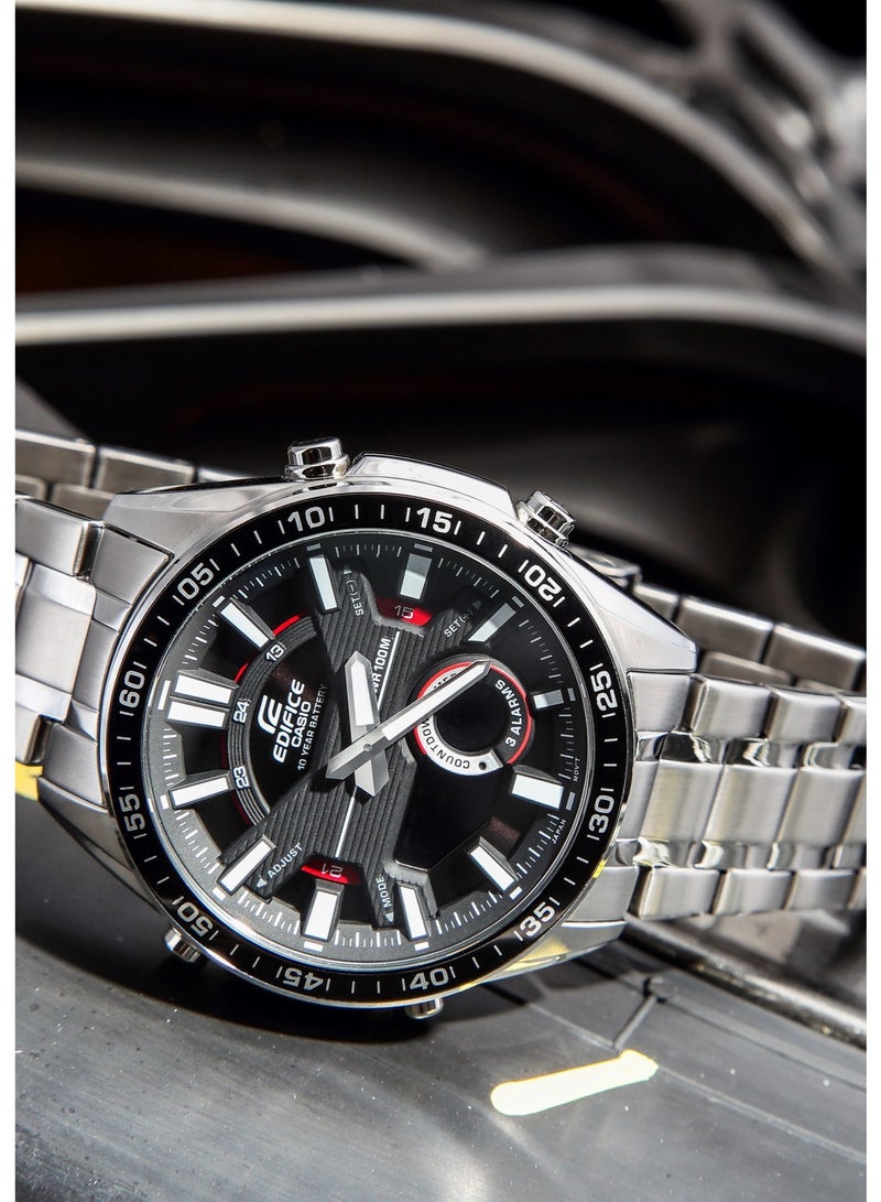 Casio Edifice EFV-C100D-1AVDF Men's Analog-Digital Watch, Black Dial, Stainless Steel Band, 10-Year Battery, 100M Water Resistant - Image 3