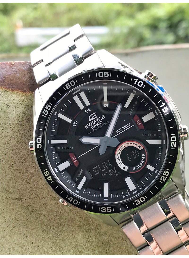 Casio Edifice EFV-C100D-1AVDF Men's Analog-Digital Watch, Black Dial, Stainless Steel Band, 10-Year Battery, 100M Water Resistant - Image 5