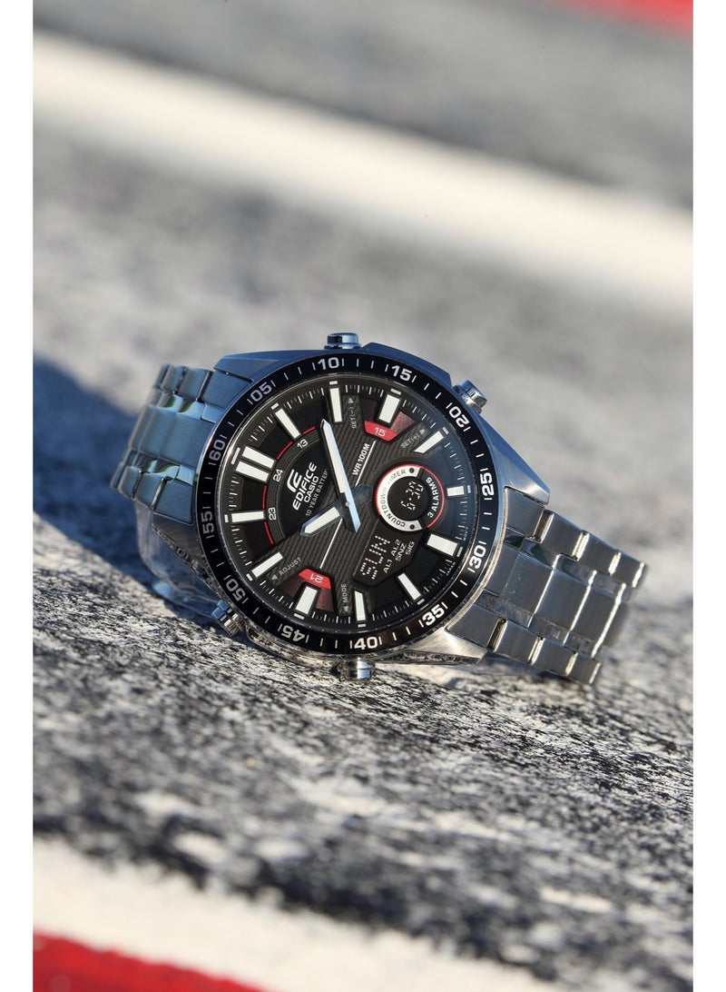 Casio Edifice EFV-C100D-1AVDF Men's Analog-Digital Watch, Black Dial, Stainless Steel Band, 10-Year Battery, 100M Water Resistant - Image 4