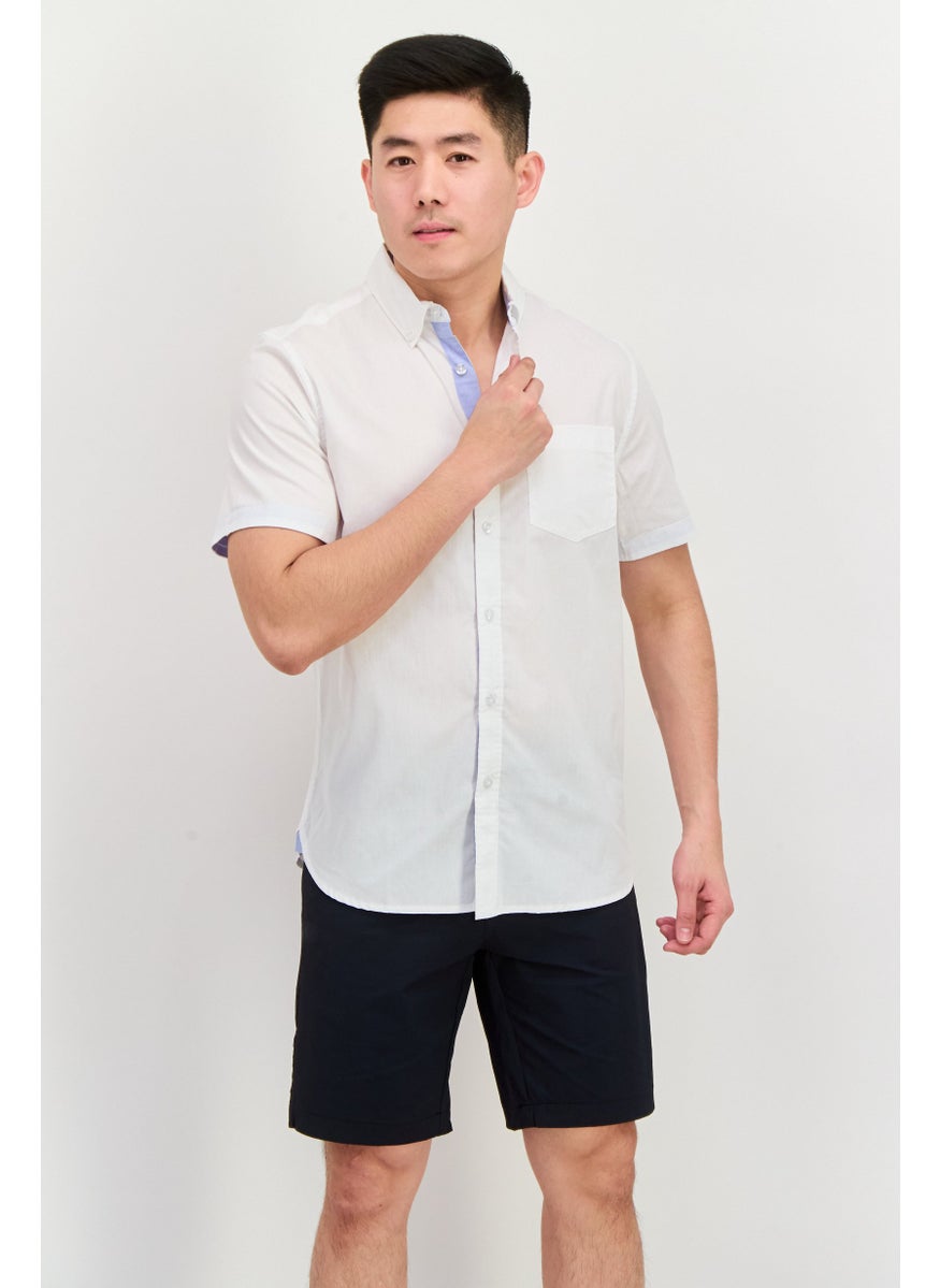 English Laundry - Men Regular Fit Chest Pocket Short Sleeve Casual Shirts, White - Image 1