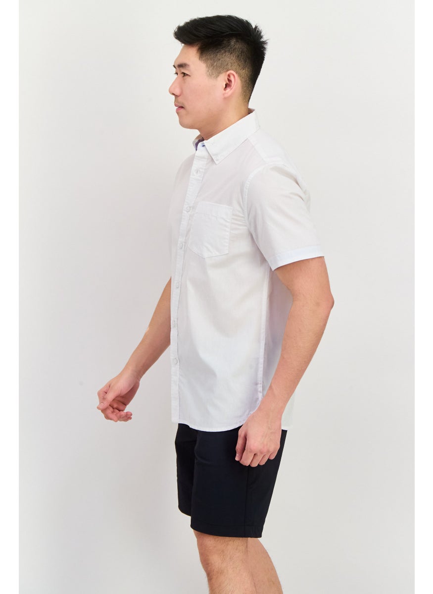 English Laundry - Men Regular Fit Chest Pocket Short Sleeve Casual Shirts, White - Image 1
