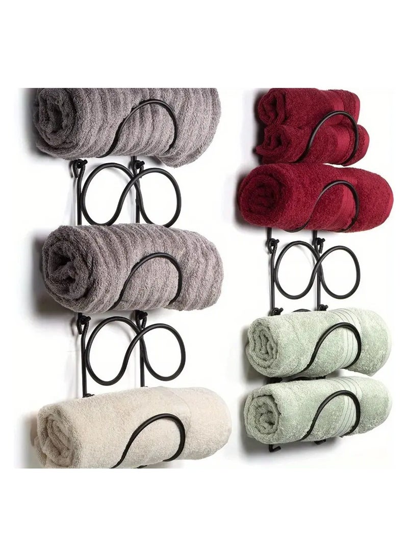 Wall-Mounted Towel Rack, Multi-Layer Storage Organizer for Bottles and Towels - Image 1