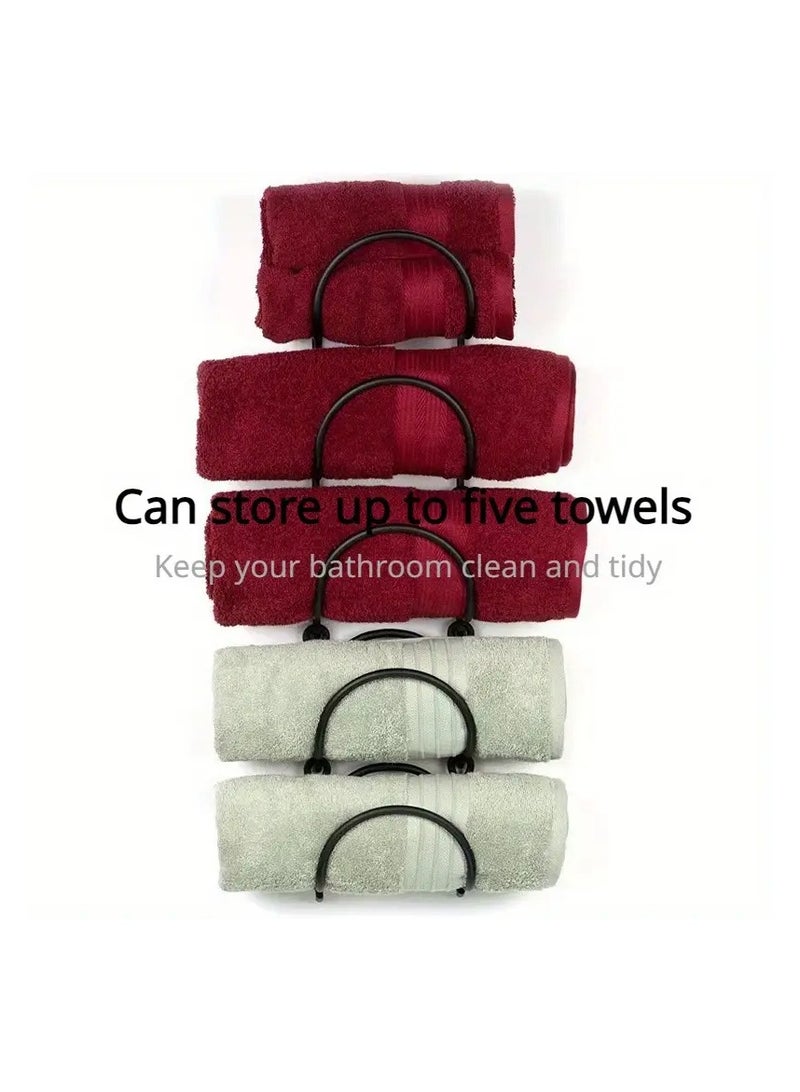 Wall-Mounted Towel Rack, Multi-Layer Storage Organizer for Bottles and Towels - Image 2