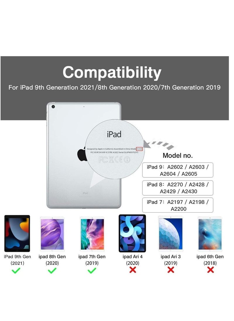 Case for iPad 9/8/7 Generation/iPad 10.2 Case 2021 with Pen Holder, Smart Folio Soft TPU Protective Case for iPad 8th/7th Generation 2020/2019 [Auto Sleep/Wake Function] (Purple) - Image 2