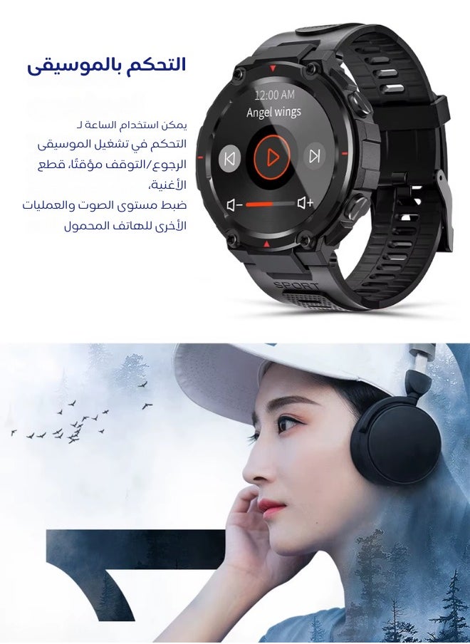 AOLON - Navi R GPS Smart Watch 1.32” HD AMOLED Display 5ATM Waterproof Black - Image 1