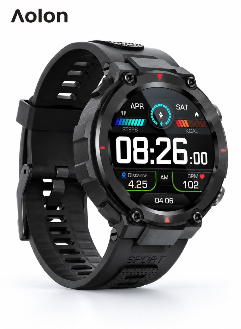 Aolon Navi R GPS Smart Watch with 1.32-Inch High-Resolution AMOLED Display, Built-in GPS, 5ATM Water Resistance, 100+ Watch Faces, Heart Rate & Blood Oxygen Monitoring, 300mAh Battery, Black - Image 1