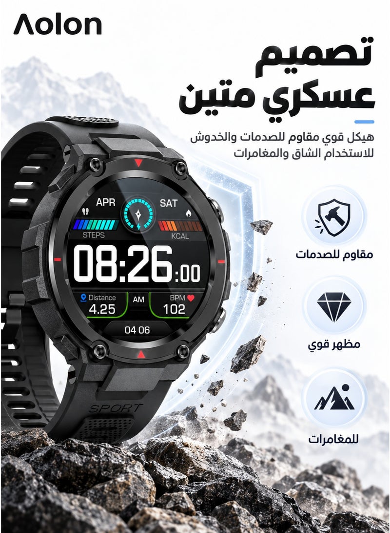 Aolon Navi R GPS Smart Watch with 1.32-Inch High-Resolution AMOLED Display, Built-in GPS, 5ATM Water Resistance, 100+ Watch Faces, Heart Rate & Blood Oxygen Monitoring, 300mAh Battery, Black - Image 2