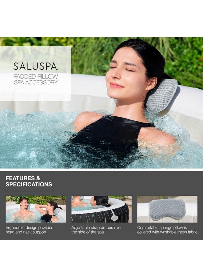 بست واي وسائد مسند رأس مبطنة من سالوسبا مع حزام قابل للتعديل لضبط الارتفاع، غطاء شبكي قابل للغسل، متوافقة مع أحواض الاستحمام الساخنة سالوسبا، رمادي، (عبوة من 4 قطع) - Image 3