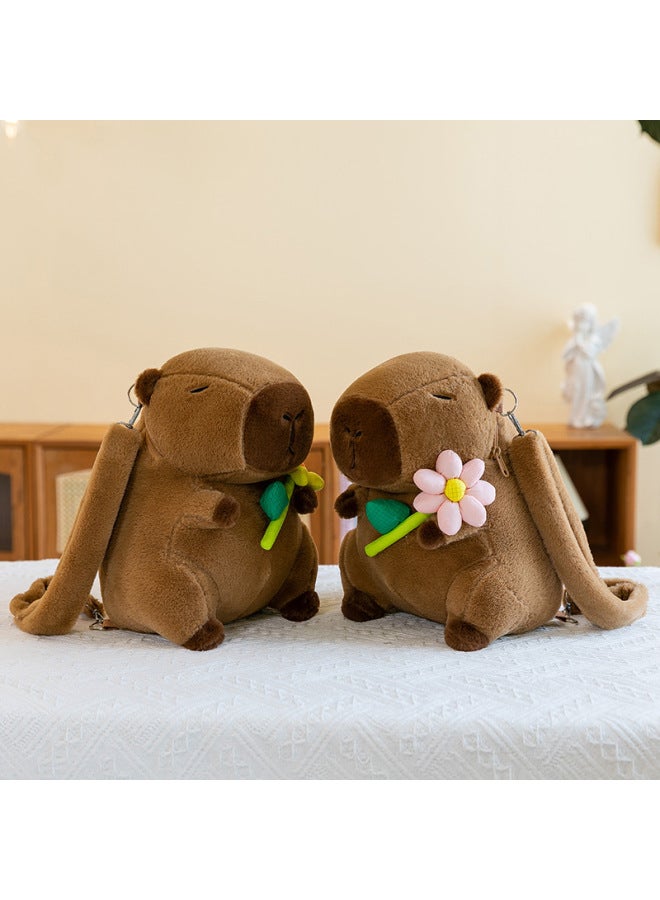 Hamburger Capybara Backpack Plush Toy Bag Girl Birthday Gift Orange Flower Chips Capybara Backpack-Color:Burger Capybara-Height:35cm - Image 3