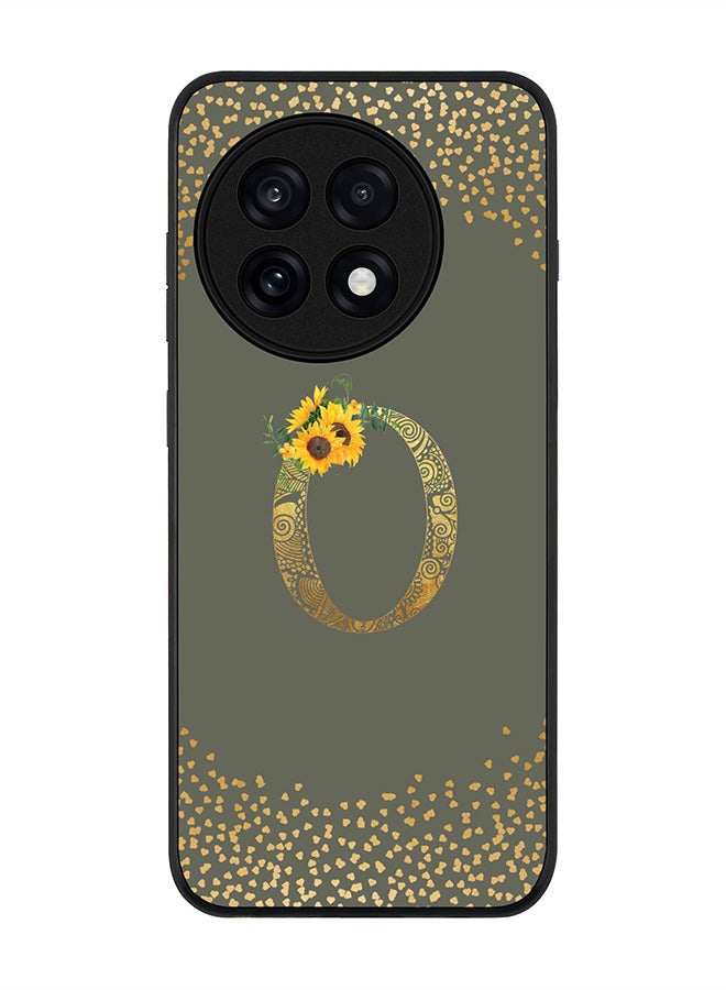 Stylizedd For OnePlus 13R / Ace 5 Pro Case,Slim fit Camera Protection, Shockproof Thin Phone cover  - Custom Floral Monogram - O  (Olive Green )