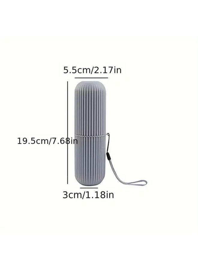 Grey Portable Travel Toothbrush Cup With Lid Durable Plastic Compact Design for Home and On-the-Go Use - Image 3