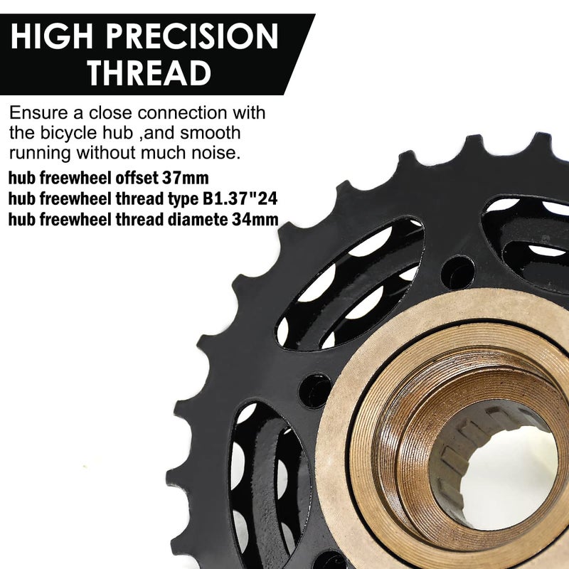 Thinvik ثينفيك 6/7 سرعة دراجة تروس 14-28 سن, تروس دراجة, تروس متعددة, تروس دراجة - 6 سرعة تروس - أسود - Image 4