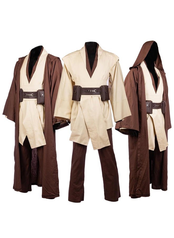 Horizoncos Men's Costume Robe Adult Male Tunic Costume Hooded Uniform Full Set Halloween Cosplay Cloak - Image 1