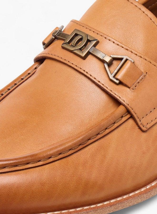 DUCHINI Men's Solid Slip-On Loafers with Metal Accent - Image 4