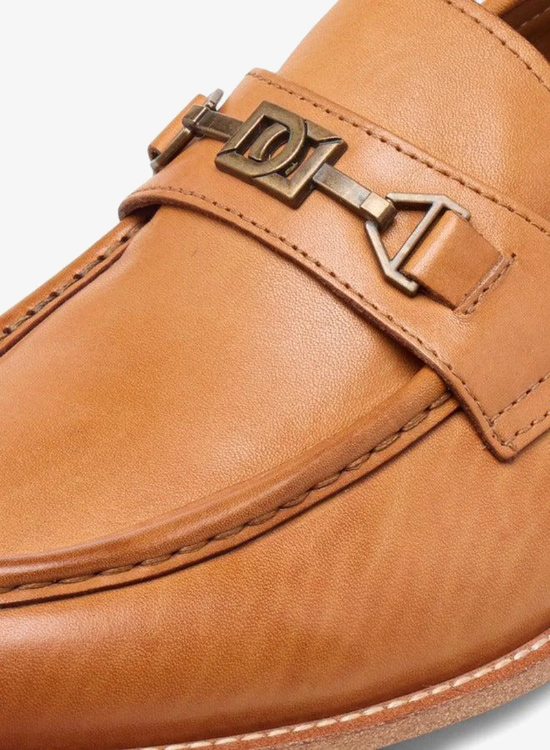 DUCHINI TAN Men's Solid Slip-On Loafers with Metal Accent for Men | Best Price UAE